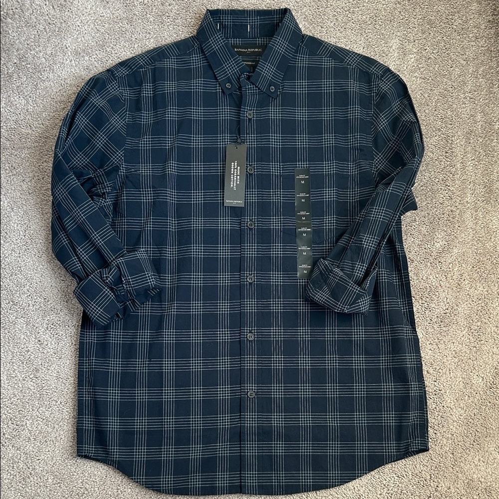 Men's Banana Republic Navy Plaid Shirt